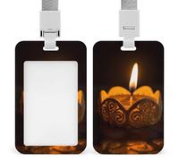 Porta badge con candela accesa con cordino staccabile, protezione verticale in plastica per carte d'identità, resistente, per insegnanti, infermieri, ufficiali, personale di sicurezza