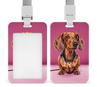 Porta badge con cane bassotto Weiner, con cordino staccabile, design impermeabile, per ufficio, posto di lavoro