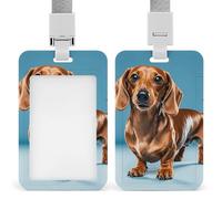 Porta badge con cane bassotto Weiner, porta badge con cordino staccabile, design impermeabile, per ufficio, posto di lavoro