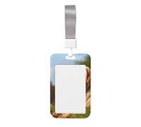 Porta badge con cane labrador con cordino verticale in plastica rigida con finestra trasparente, custodia impermeabile per badge da lavoro alla moda, per donne e uomini