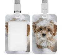 Porta badge con cane nella neve, impermeabile, staccabile, con cordino, porta carte d'identità in plastica, per donne, uomini, infermiere, dottori, forniture per ufficio