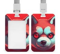 Porta badge con cane rosso con cordino, impermeabile, porta carte d'identità, per lavoro, ufficio, insegnante, infermiera