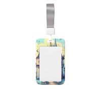 Porta badge con castello delle fiabe con cordino verticale in plastica rigida con finestra trasparente, custodia impermeabile per badge da lavoro, custodia protettiva alla moda per donne e uomini