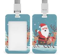 Porta badge con cervo di Babbo Natale, professionale, verticale, con cordino, custodia protettiva impermeabile per carta d'identità per ufficio, porta carte d'identità trasparente per infermiere