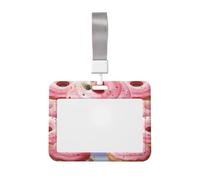 Porta badge con ciambella rosa e cupcake, impermeabile, con finestra trasparente per documenti, per donne, uomini, personale in ufficio, insegnanti, infermieri