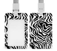 Porta badge con clip retrattile, motivo zebrato, colore bianco e nero, con clip retrattile, protezione per nome, badge per lavoro, ufficio, dottore, infermiere