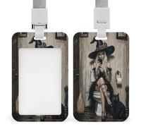 Porta badge con clip retrattile per carte di credito, con scritta "Witch Seduta sul gabinetto", per lavoro, ufficio, dottore, infermiera