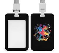 Porta badge con cordino a forma di ballerini che ballano al ritmo della musica, porta badge resistente con simpatico nome per donne e uomini