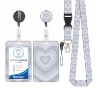 Porta badge con cordino girocollo con porta carte, porta carte con avvolgitore per badge retrattile, staccabile, cordino Swivel Lobster Clasp, per porta badge di identificazione (Amour-2)