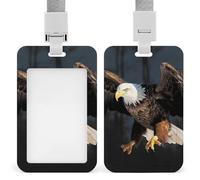 Porta badge con cordino, impermeabile, 3D, aquila calva, porta badge, resistente, per lavoro, ufficio, infermiera