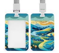 Porta badge con cordino, impermeabile, motivo: colline dei cartoni animati, per lavoro, ufficio, insegnante, infermiera