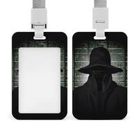 Porta badge con cordino impermeabile porta carte d'identità Black Hat Dark Side Hacker Name Tag Holder Heavy Duty Card Protector Cover per lavoro, ufficio, infermiera