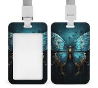 Porta badge con cordino impermeabile porta carte d'identità blu farfalla modello targhette protezione per donne uomini personale ufficio insegnanti infermieri