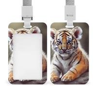 Porta badge con cordino impermeabile porta carte d'identità carino tigre porta badge resistente custodia protettiva per lavoro ufficio infermiera