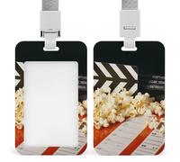 Porta badge con cordino impermeabile porta carte d'identità cinema assicella e etichette popcornName Cover protettiva per donne uomini ufficio personale insegnante infermiera