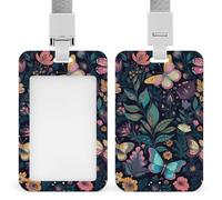 Porta badge con cordino, impermeabile, porta carte d'identità, farfalla e fiori, copertura protettiva per donne, uomini, personale in ufficio, insegnanti, infermiere