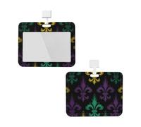 Porta badge con cordino, impermeabile, protezione per carta d'identità con finestra trasparente per ID 3D Fleur De Lis Mardi Gras, per donne e uomini, lavoro, ufficio, dottore, infermiere
