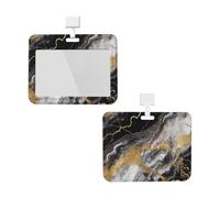 Porta badge con cordino, impermeabile, protezione per carta d'identità con finestra trasparente per ID nero, bianco, lamina d'oro marmo, etichette per nome, per donne, uomini, lavoro, ufficio, dottore