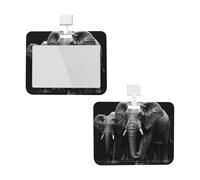 Porta badge con cordino, impermeabile, protezione per carta d'identità con finestra trasparente per ID 3D, elefante grigio, per donne e uomini, lavoro, ufficio, dottore, infermiere