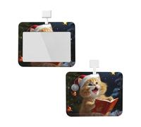 Porta badge con cordino, impermeabile, protezione per carte d'identità con finestra trasparente per documento d'identità, simpatico gatto canta, canti natalizi per donne, uomini, lavoro, ufficio