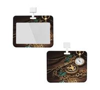Porta badge con cordino, impermeabile, protezione per carte d'identità con finestra trasparente per documenti, orologi steampunk, chiavi e catene, targhette per nome, per donne, uomini, lavoro