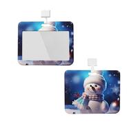 Porta badge con cordino, impermeabile, protezione per carte d'identità con finestra trasparente per ID Buon Natale, pupazzo di neve, etichette per il nome, per donne, uomini, lavoro, ufficio, dottore