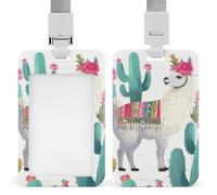 Porta badge con cordino per badge verticale con lama tropicale, alpaca, fiore verde alpaca, custodia multiuso per ufficio, insegnanti, infermieri
