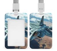 Porta badge con cordino per carte di identità aerei Air Force Jet Aircraft Sky per infermiere, insegnanti e ufficiali