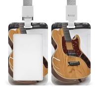 Porta badge con cordino per chitarra, strumento musicale, con cordino, protezione verticale per carte d'identità, multiuso, per ufficio, insegnanti, infermieri