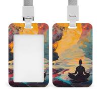 Porta badge con cordino per meditazione nel fiume psichedelico, porta badge resistente con nome carino per donne e uomini