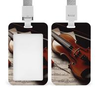 Porta badge con cordino per spartiti di violino con cordino, protezione verticale per carte d'identità, multiuso, per ufficio, insegnanti, infermieri