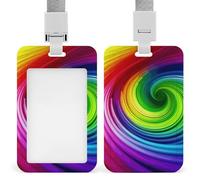Porta badge con cordino, porta carte d'identità a spirale arcobaleno, porta badge identificativo, custodia verticale per infermiere, dottori, ufficio