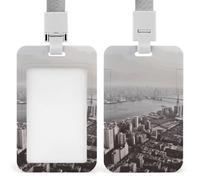 Porta badge con cordino, porta carte in plastica con chiusura di sicurezza, da appendere verticalmente, grazioso e personalizzato, con stampa della città di Mumbai.