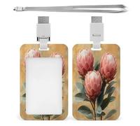 Porta badge con cordino Protea Bloom, dotato di finestra trasparente per il documento e tracolla per patente di guida e altri documenti d'identità.