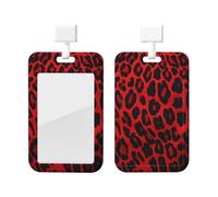 Porta badge con cordino rosso leopardato porta badge badge badge cordino verticale ID Protector clip per infermiere dottore autobus metropolitana carte