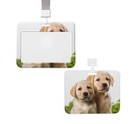 Porta badge con cordino scorrevole verticale in plastica custodia protettiva divertente Labrador cucciolo di cane porta carta d'identità verticale per infermiere medico forniture per ufficio targhetta