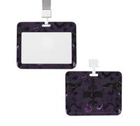 Porta badge con cordino scorrevole verticale in plastica custodia protettiva viola nero gotico spettrale porta carte d'identità verticale per infermiere medico forniture per ufficio targhetta con nome