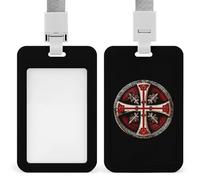 Porta badge con croce cavalieri templari con cordino porta carte di credito, per infermiere, insegnanti, ufficiali