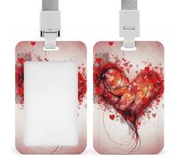 Porta badge con cuore astratto con cordino impermeabile porta carte d'identità per lavoro, ufficio, insegnante, infermiera