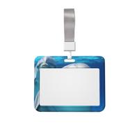 Porta badge con delfino con sorriso con cordino orizzontale in plastica con finestra trasparente, protezione impermeabile per carte d'identità, per infermieri, insegnanti, ufficio