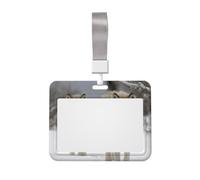 Porta badge con due lupi che camminano nella neve, con cordino, custodia orizzontale in plastica con finestra trasparente, protezione impermeabile per carte d'identità, per infermieri, insegnanti