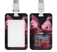 Porta badge con due pesci pappagallo, impermeabile, staccabile, con cordino, porta carte d'identità in plastica, per donne, uomini, infermiere, dottori, forniture per ufficio