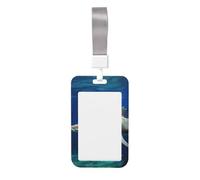 Porta badge con due squali bianchi con cordino verticale in plastica rigida con finestra trasparente, custodia impermeabile per badge da lavoro alla moda, per donne e uomini