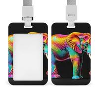 Porta badge con elefanti colorati, con cordino staccabile, design impermeabile, per ufficio, posto di lavoro