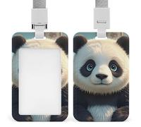 Porta badge con faccia di panda, porta badge con cordino staccabile, design impermeabile per ufficio, posto di lavoro