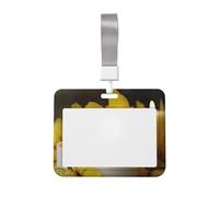 Porta badge con farfalla gialla con candele bianche, con cordino, targhetta identificativa, scorrevole, in plastica rigida, porta badge da lavoro, per insegnanti di ufficio, donne e uomini