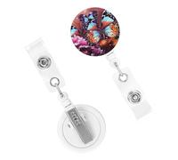 Porta badge con farfalle colorate su fiori porta badge retrattile bobina ID porta badge infermiera porta badge clip bobine ID nome clip tag carino porta badge per dottore lavoratore