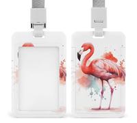Porta badge con fenicottero ad acquerello con cordino, cordino staccabile, custodia protettiva verticale per carte d'identità, porta badge multiuso per ufficio, insegnanti, infermieri
