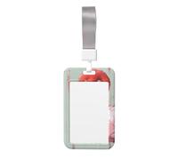 Porta badge con fenicottero dipinto a mano con stampa di uccellini, con cordino, targhetta identificativa scorrevole, in plastica rigida, porta badge da lavoro, per insegnanti di ufficio, donne e