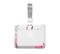 Porta badge con fenicottero e scritta "Love Flamingo", impermeabile, con finestrella trasparente, per donne, uomini, personale in ufficio, insegnanti, infermieri